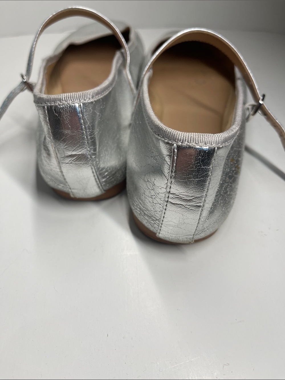 Madden Girl by Steve Madden Metallic Silver Mary Jane Ballet Flats. - Picture 6 of 7